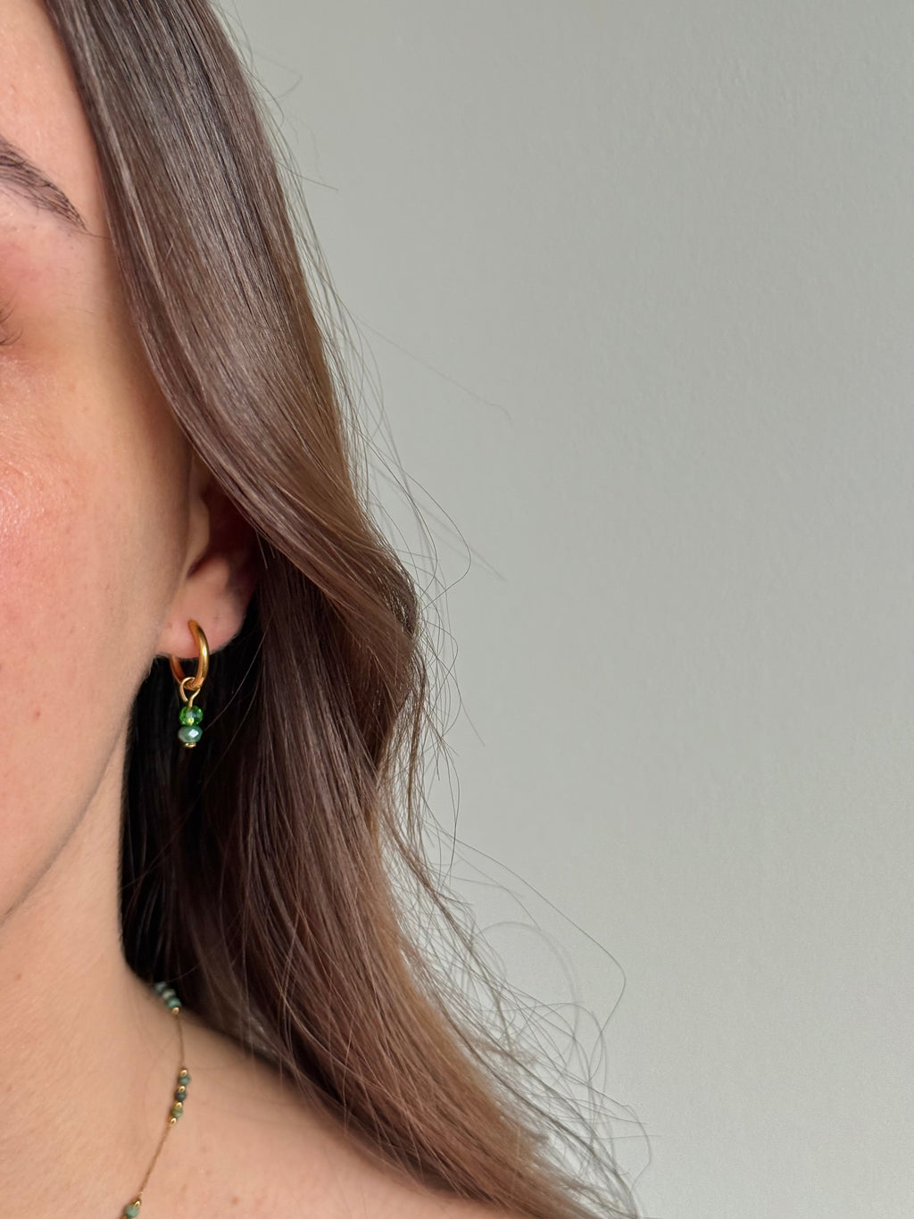 Boucles d'oreilles perles vertes
