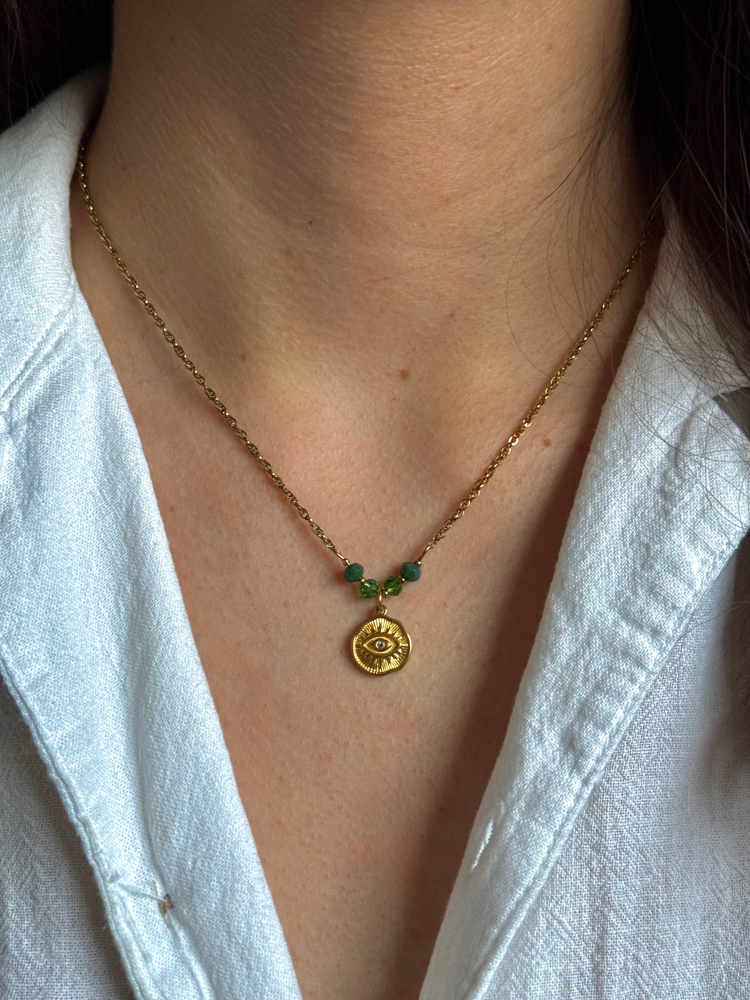 Collier œil à strass